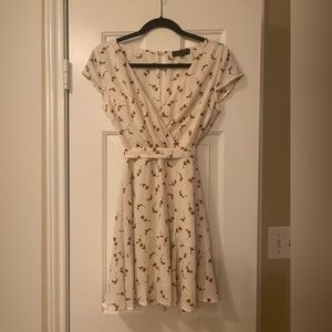 Trixxi Clothing Company Cream & Brown Floral Wrap Dress Size S